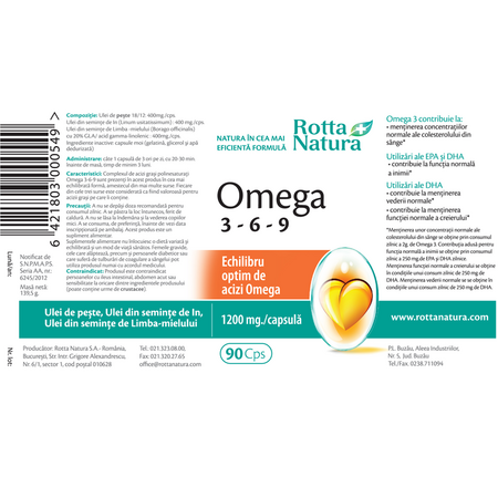 Omega 3-6-9, 90 capsule, Rotta Natura 597915