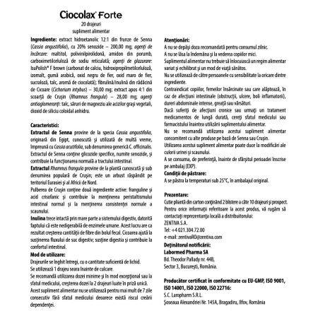 Laxativ natural Ciocolax Forte, 20 drajeuri, Labormed 659787