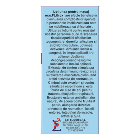 Lotiune pentru masaj MaxFLUrex Lotion, 100 ml, Elidor 706712