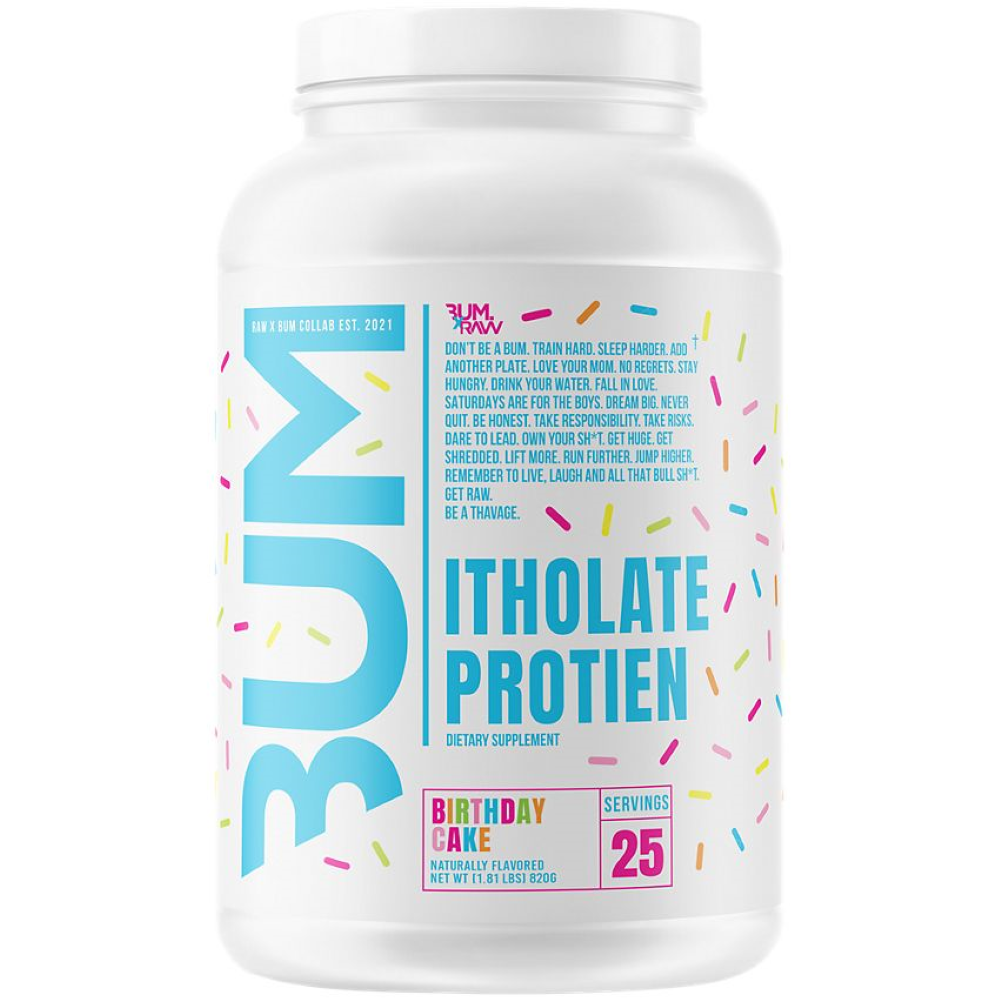 Pudra proteica tip izolat din zer cu aroma Birthday Cake Cbum Series Itholate Protein, 820 g, Raw Nutrition