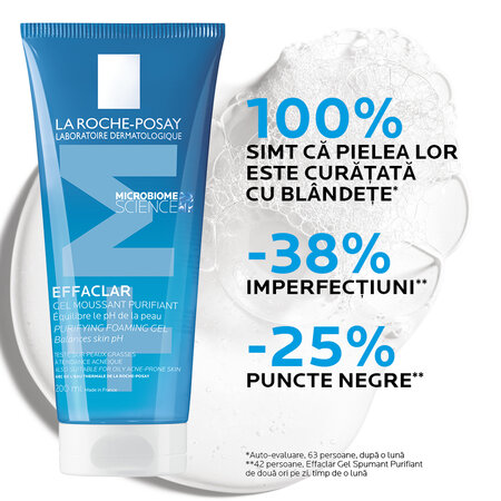 Gel de curatare pentru tenul gras cu tendinta acneica Effaclar +M, 200 ml, La Roche-Posay 573901