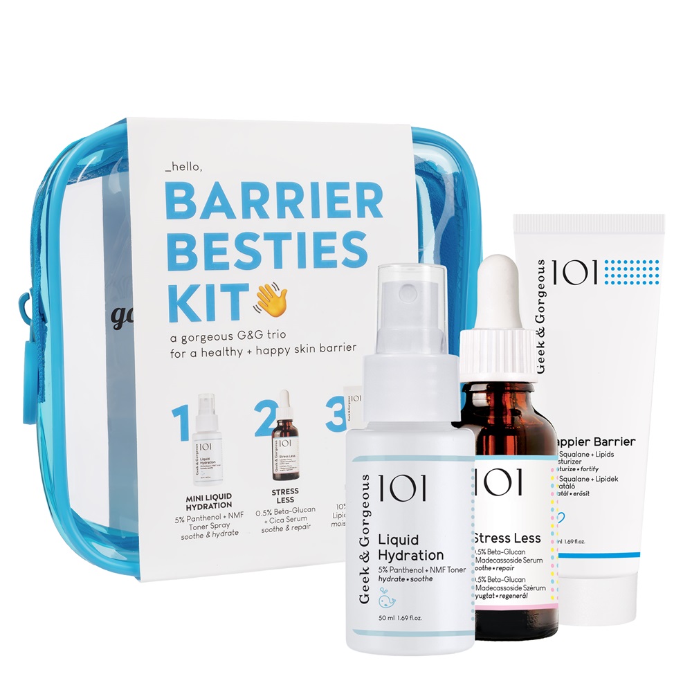 Pachet Toner Liquid Hydration 50 ml + Ser Stress Less 30 ml + Crema Happier Barrier 50 ml Barrier Besties, Geek&Gorgeous