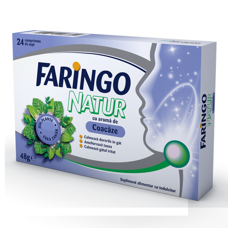 Faringo Natur cu aroma de coacaze, 24 comprimate, Terapia