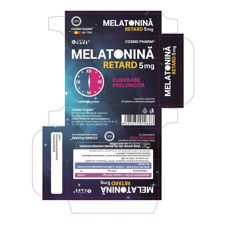 Melatonina Retard, 5 mg, 30 comprimate, Cosmo Pharm 605679