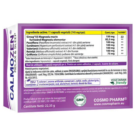 Calmo Zen Relax & Sleep, 30 capsule, Cosmo Pharm 755307