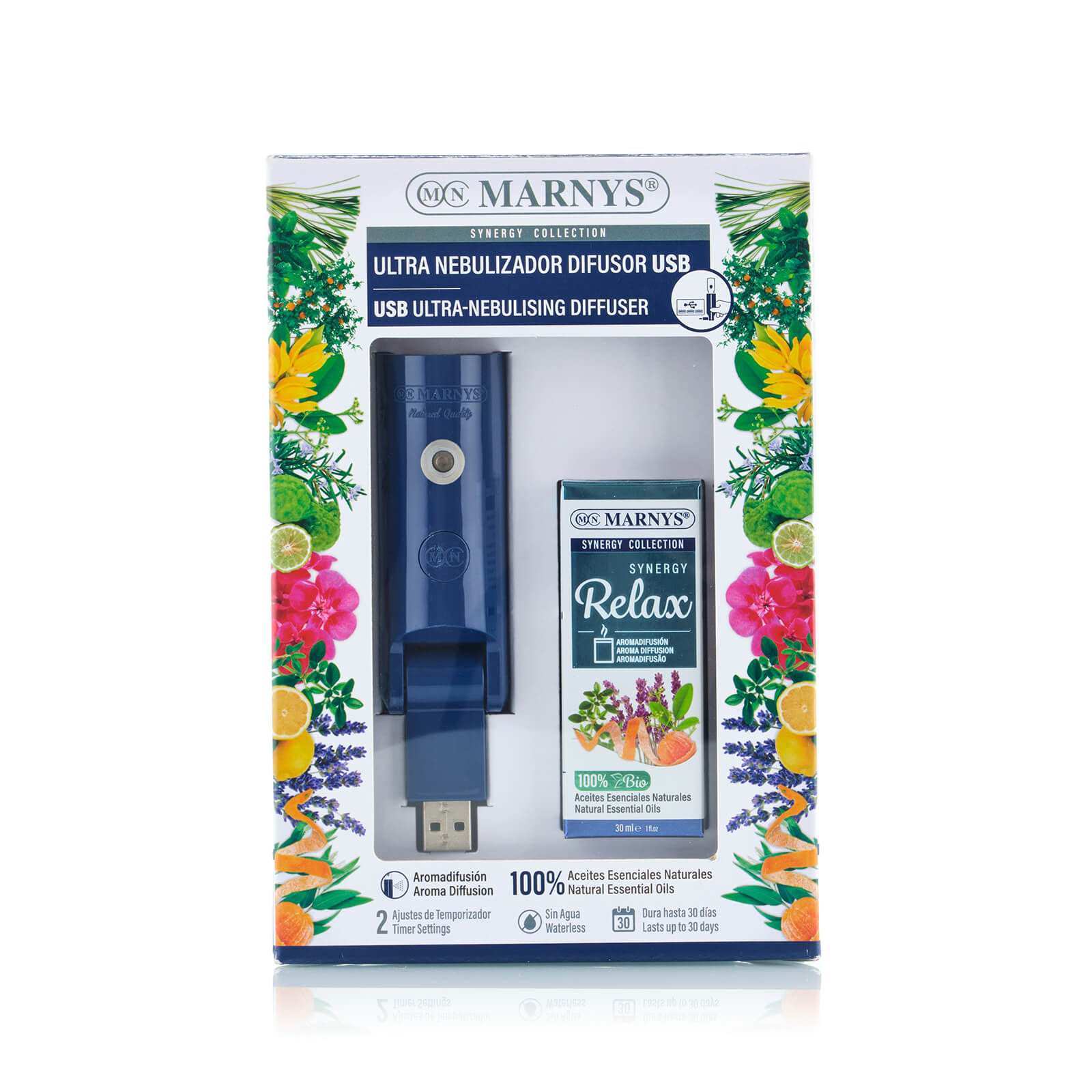 Difuzor aromaterapie USB + Mix uleiuri esentiale pentru relaxare Sinergie, 30 ml, Marnys