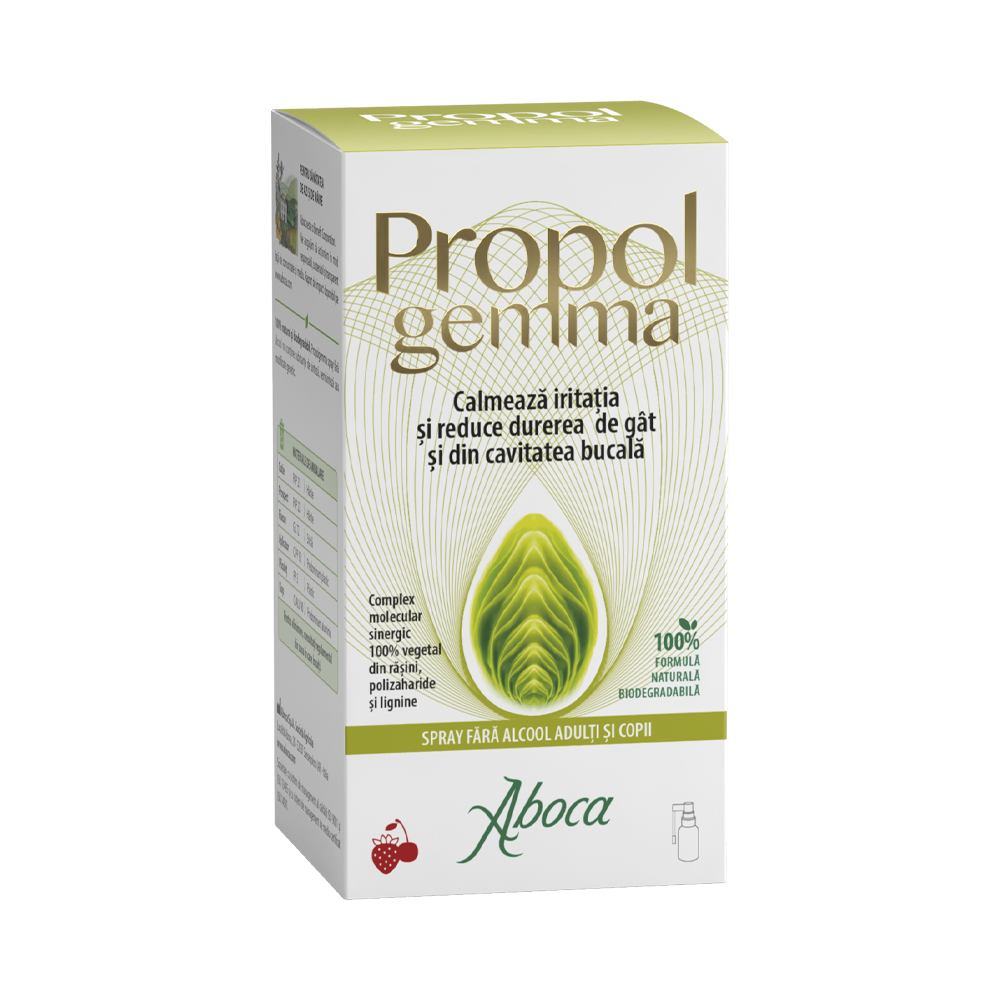 Spray fara alcool pentru dureri in gat Propolgemma Forte, 30 ml, Aboca