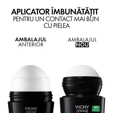 Pachet Deodorant roll-on antiperspirant pentru barbati Invisible Resist 72H, 50 ml + 50 ml, Vichy 699433