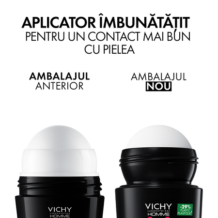 Pachet Deodorant roll-on antiperspirant pentru barbati Invisible Resist 72H, 50 ml + 50 ml, Vichy 699433