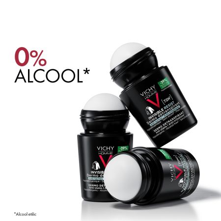 Pachet Deodorant roll-on antiperspirant pentru barbati Invisible Resist 72H, 50 ml + 50 ml, Vichy 699435
