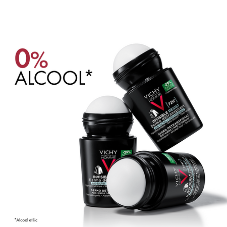 Pachet Deodorant roll-on antiperspirant pentru barbati Invisible Resist 72H, 50 ml + 50 ml, Vichy 699435