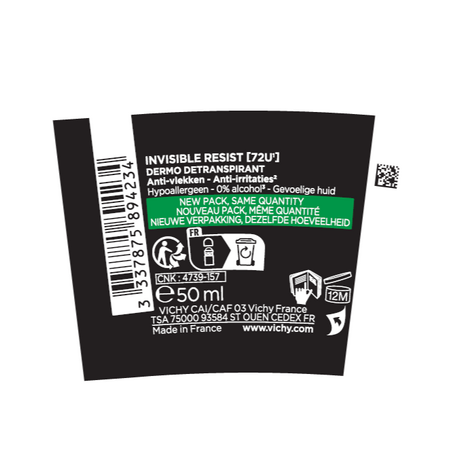 Pachet Deodorant roll-on antiperspirant pentru barbati Invisible Resist 72H, 50 ml + 50 ml, Vichy 699438