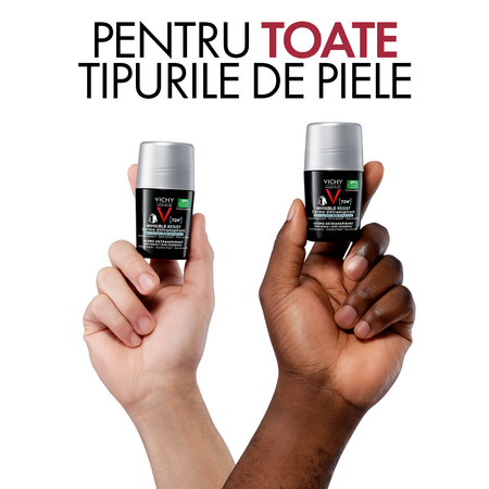 Pachet Deodorant roll-on antiperspirant pentru barbati Invisible Resist 72H, 50 ml + 50 ml, Vichy 699436