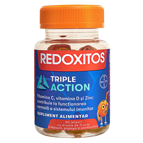 Jeleuri cu vitamina C Redoxitos Triple Action, 60 jeleuri, Bayer