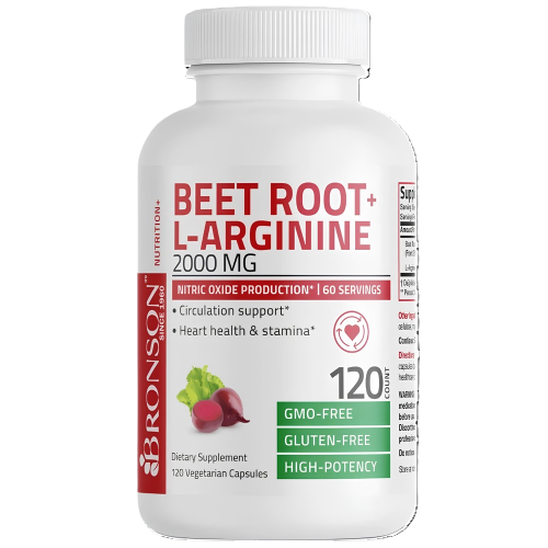 BeetRoot Extract Radacina Sfecla + L-arginine, 2000 mg, 120 capsule, Bronson Laboratories