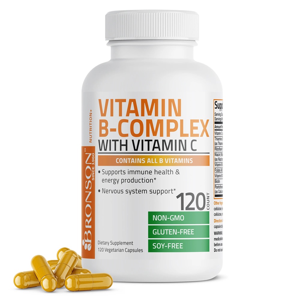 B Complex  cu Vitamina C, 120 capsule, Bronson Laboratories