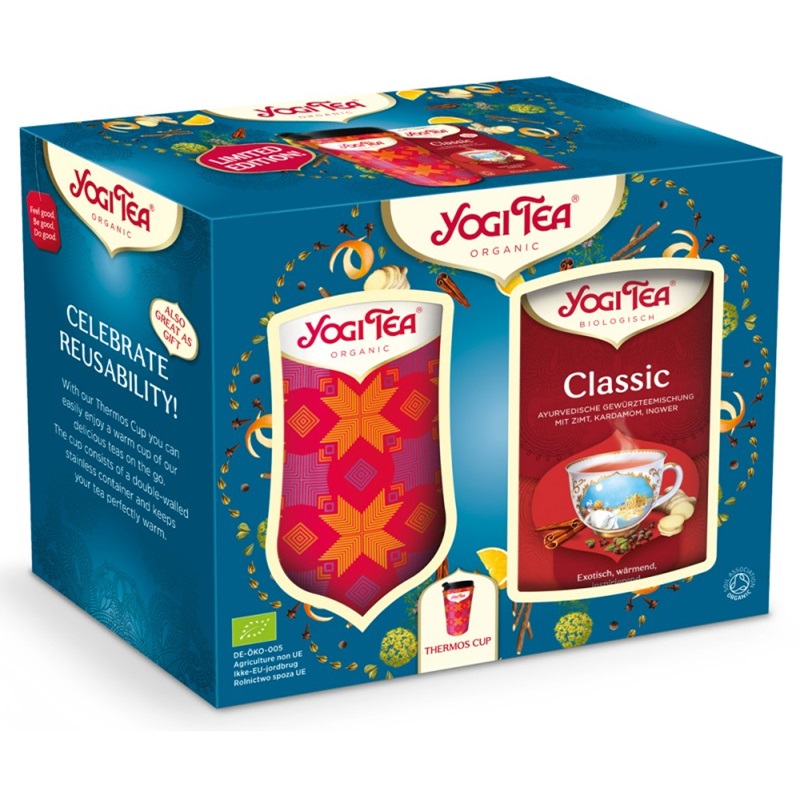 Pachet Cana termos si Ceai bio Classic, 350 ml + 17 pliculete, Yogi Tea