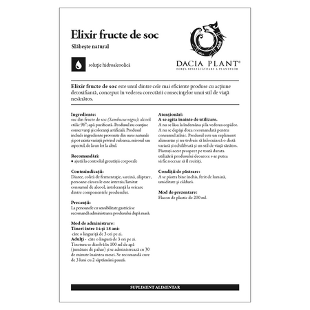 Elixir din fructe de soc, 200 ml, Dacia Plant 593417