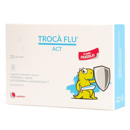 Supliment alimentar pe baza de vitamina C, zinc, lactoferina si noxamicina P Troca Flu Act, 10 plicuri, Uriach 721391