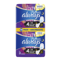 Absorbante Platinum Secure Night, Marimea 4, 10 bucati, Always