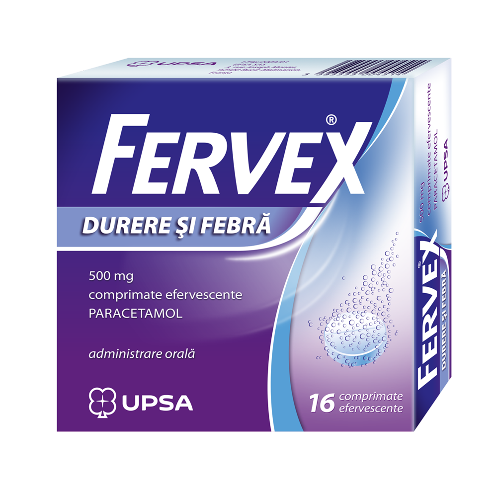 Fervex Durere si Febra, 500 mg, 16 comprimate efervescente, Upsa