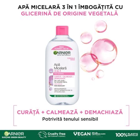 Pachet Apa micelara 3 in 1 pentru ten sensibil Skin Naturals, 3 x 700 ml, Garnier 673645