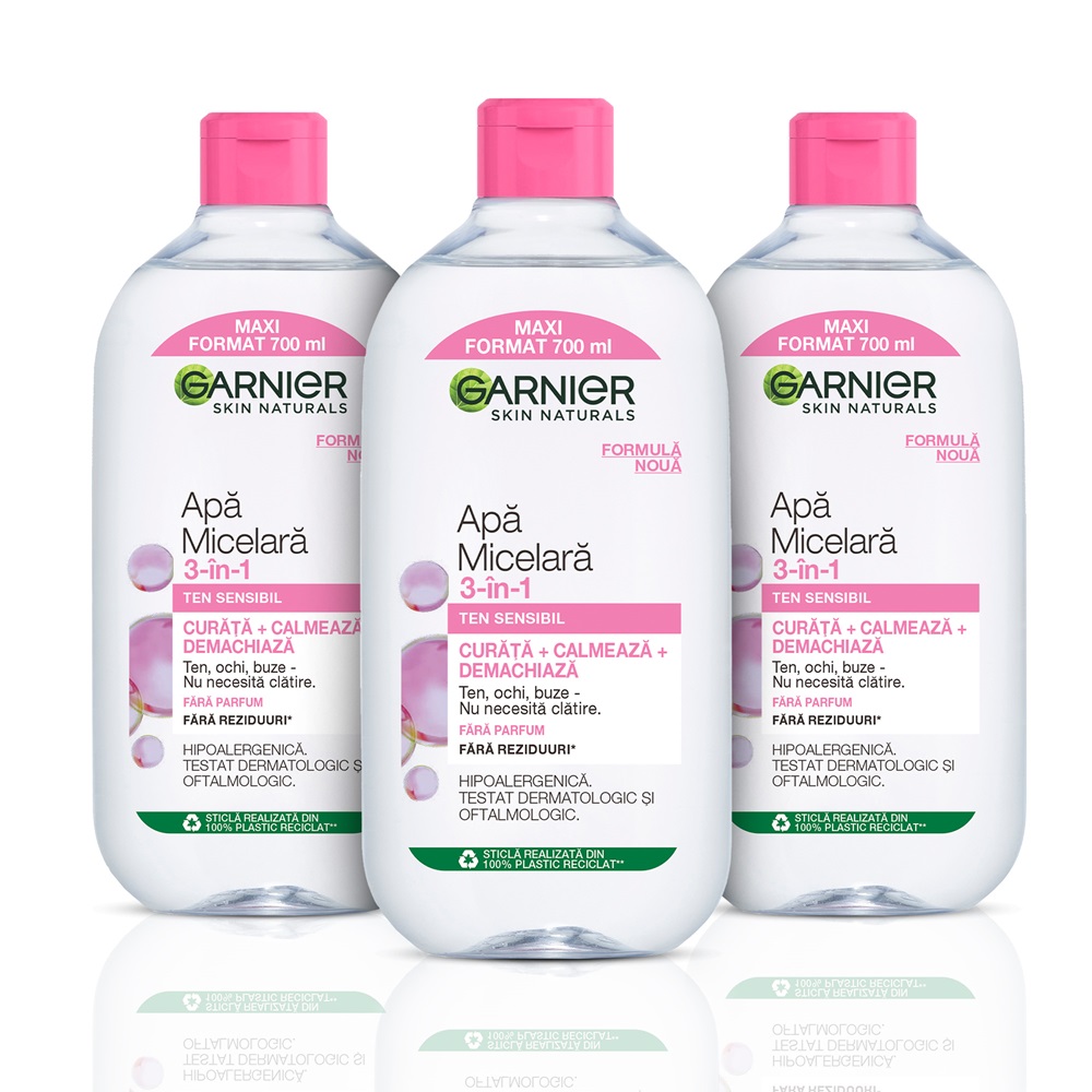 Pachet Apa micelara pentru ten sensibil Skin Naturals, 3 x 700 ml, Garnier