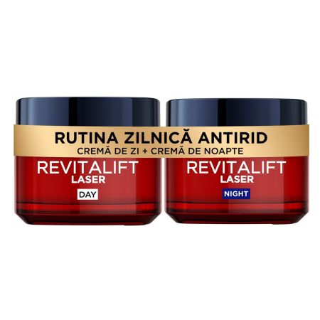 Pachet Crema antirid de zi, 50 ml + Crema antirid de noapte, 50 ml Revitalift Laser X3, Loreal