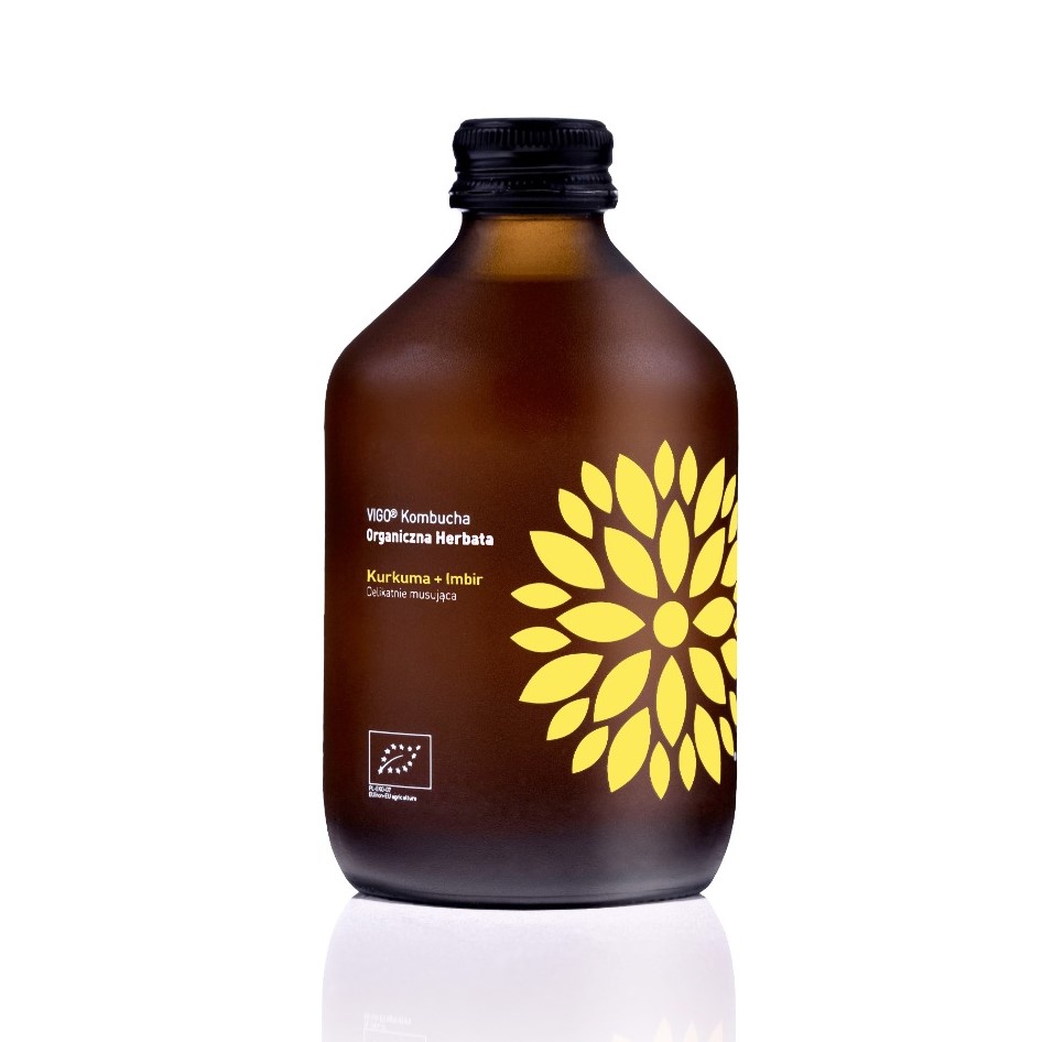 Bautura Bio Kombucha cu Ginger si Curcuma, 330 ml, Vigo