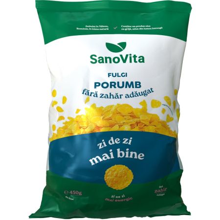 Fulgi de porumb fara zahar, 450 g, Sanovita