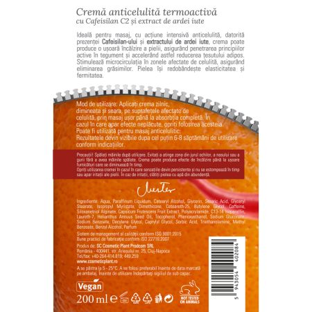 Crema anticelulita termoactiva, 200 ml, Cosmetic Plant 712468