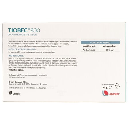 Tiobec 800, 20 comprimate, Laborest Italia 721282