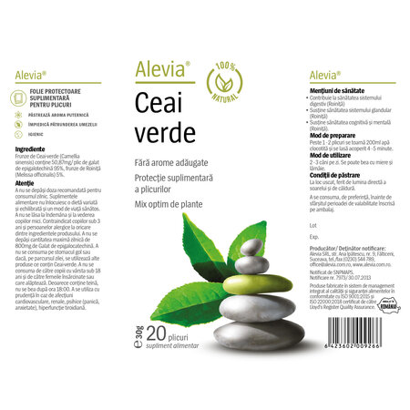 Ceai verde, 20 plicuri, Alevia 619010