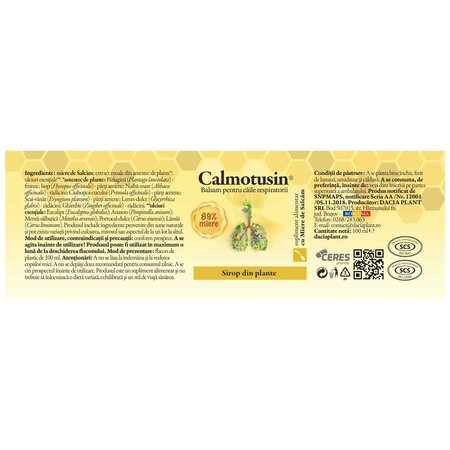 Sirop cu miere Calmotusin, 100 ml, Dacia Plant 730203