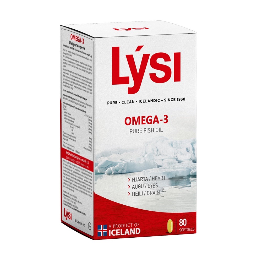 Omega 3 cu ulei pur de peste, 80 capsule, Lysi