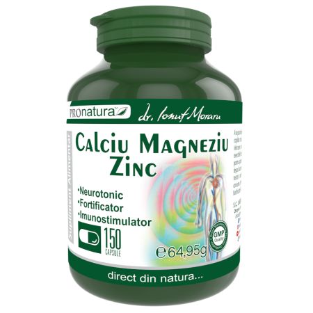Calciu Magneziu Zinc si Seleniu, 150 capsule, Pro Natura