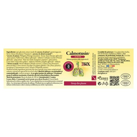 Sirop cu stevie Calmotusin Dbtix, 100 ml, Dacia Plant 731166
