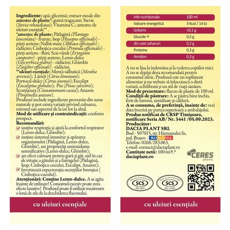 Sirop cu stevie Calmotusin Dbtix, 100 ml, Dacia Plant 731165