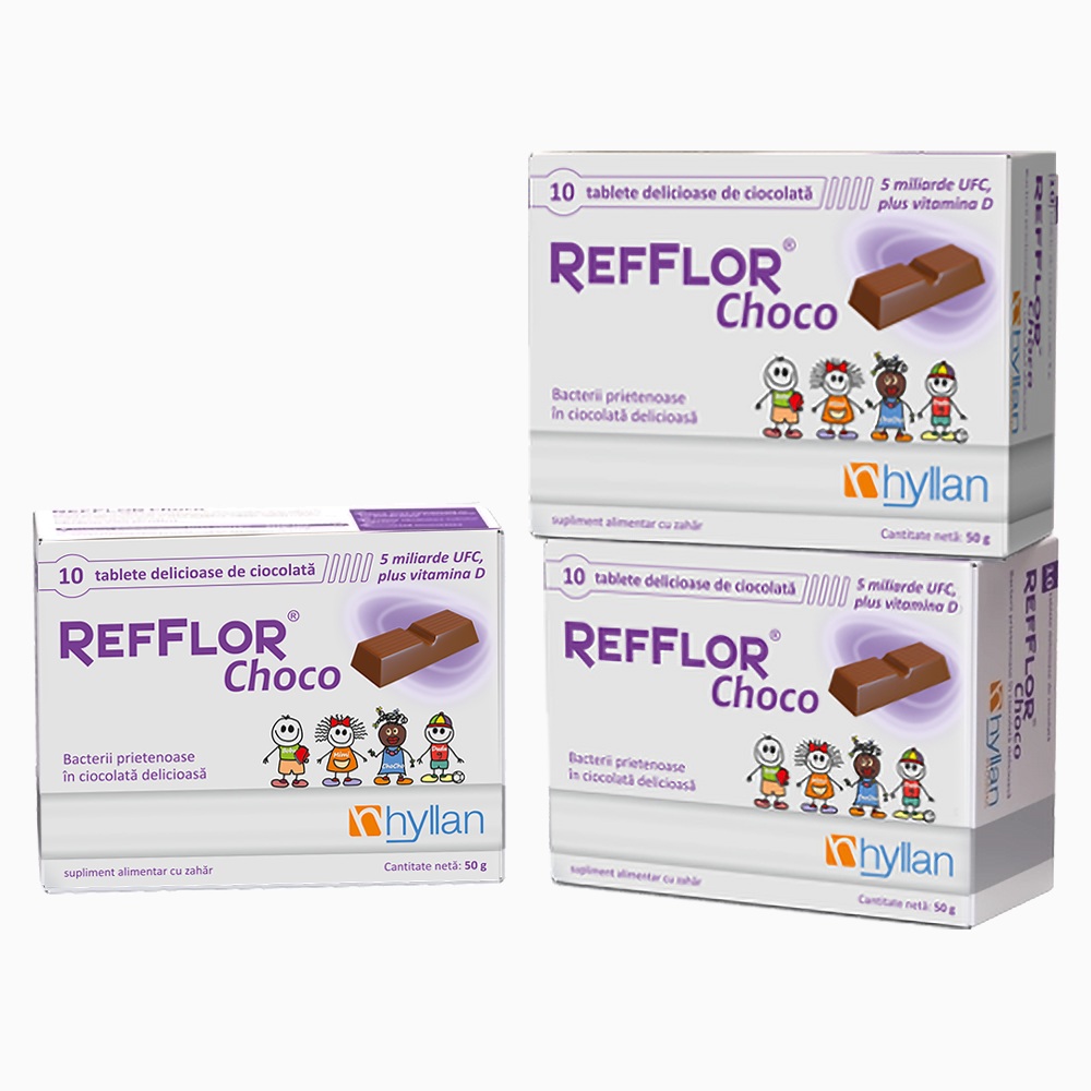 Pachet Refflor Choco, 3 x 10 tablete, Hyllan