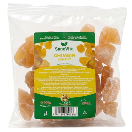 Ghimbir confiat, 100 g, Sanovita