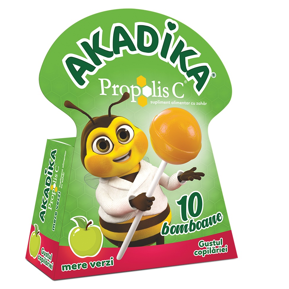 Acadele Akadika Propolis C cu mere verzi, 10 bucati, Fiterman Pharma