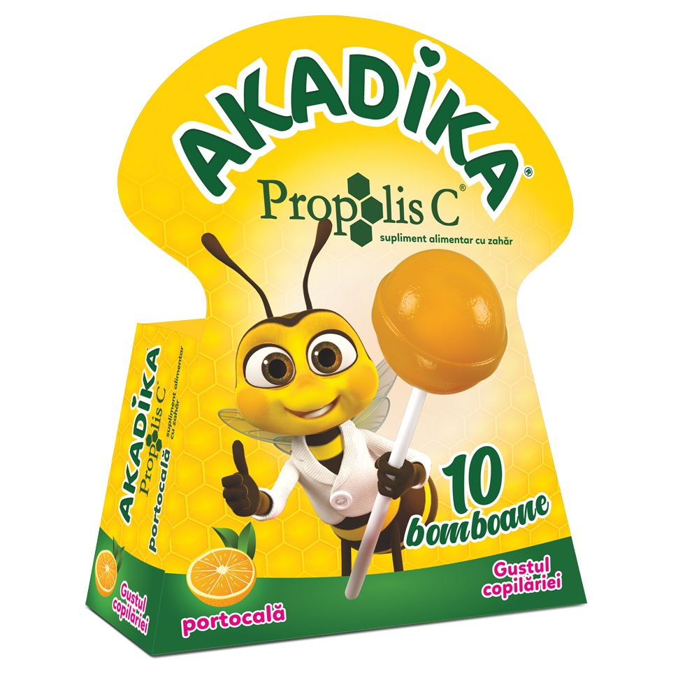 Acadele Akadika Propolis C Portocala, 10 acadele, Fiterman Pharma