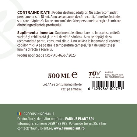 Colagen lichid hidrolizat si extracte din plante Colagenus, 500 ml, Faunus Plant 739435