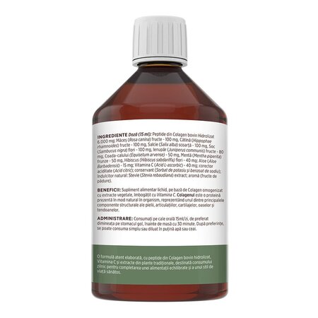 Colagen lichid hidrolizat si extracte din plante Colagenus, 500 ml, Faunus Plant 739433
