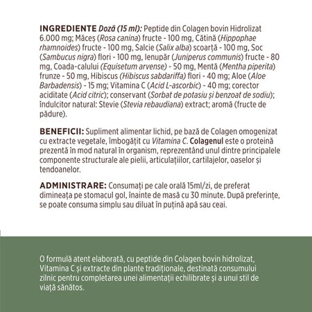 Colagen lichid hidrolizat si extracte din plante Colagenus, 500 ml, Faunus Plant 739434