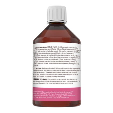 Colagen lichid hidrolizat pentru par, piele si unghii Colagenus Frumusete, 500 ml, Faunus Plant 739285