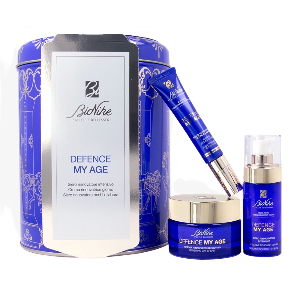 Pachet crema de zi regeneranta 50 ml + ser intensiv regenerant 30 ml + ser pentru conturul ochilor si al buzelor 15 ml Defence my age, Bionike