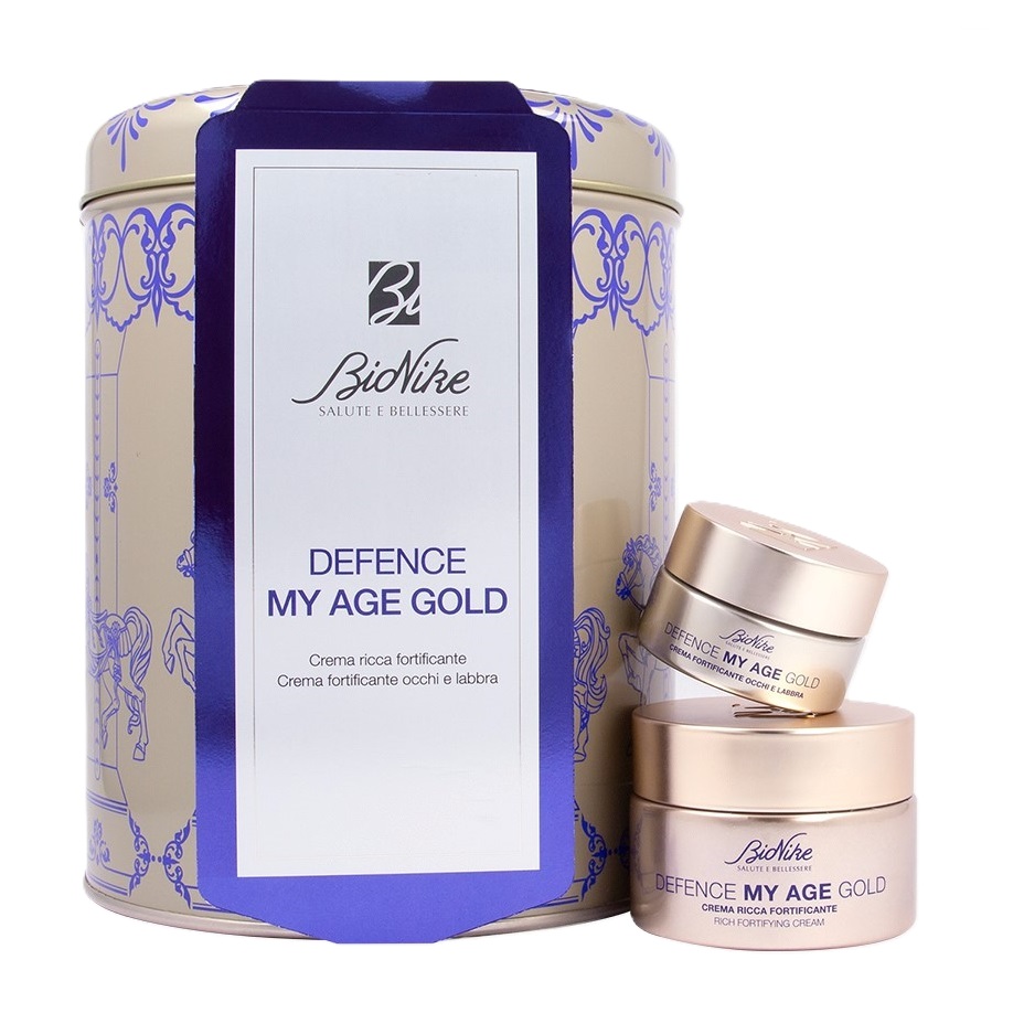Pachet crema fortifianta 50 ml + crema fortifianta pentru ochi si buze 15 ml Defence my age gold, Bionike