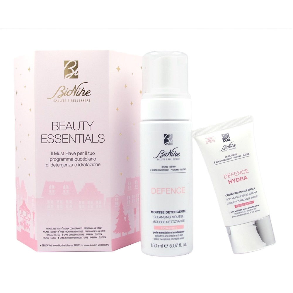 Pachet spuma demachianta 150 ml + crema hidratanta grasa 50 ml Defence beauty essentials, Bionike