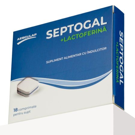 Septogal + Lactoferina, 18 comprimate pentru supt, Aesculap 704818